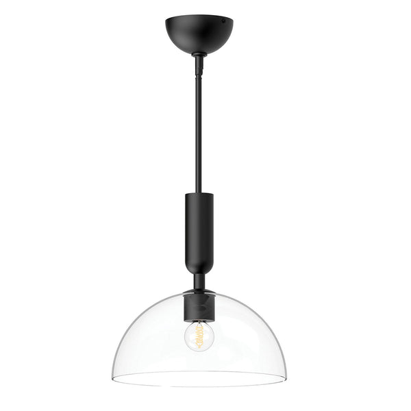 Jude Single Drop Pendant in Matte Black with Clear Glass Shade