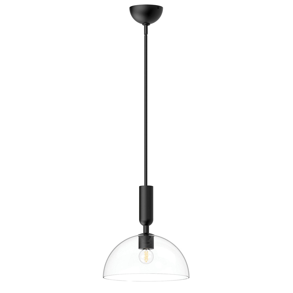 Jude Single Drop Pendant in Matte Black with Clear Glass Shade