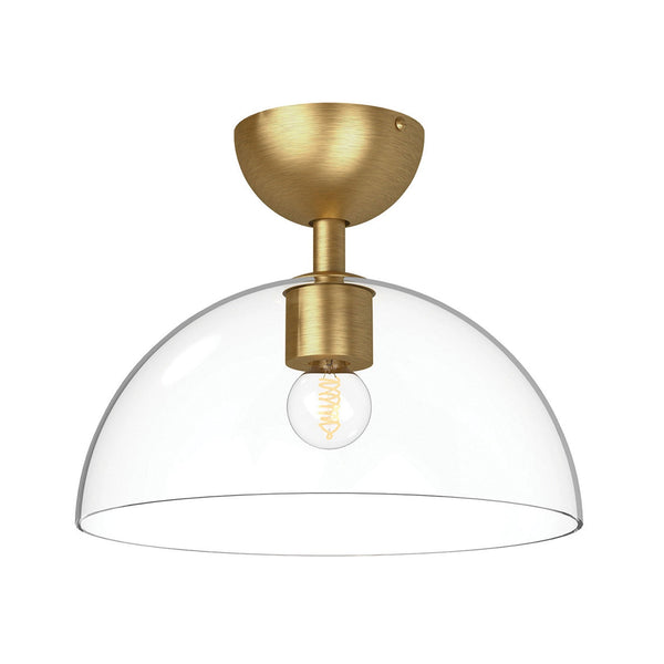 Jude Semi Flush Ceiling Light in Brushed Gold with Clear Glass Shade