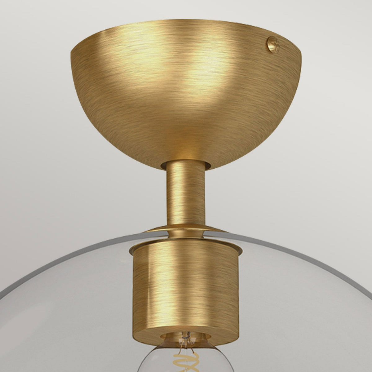 Jude Semi Flush Ceiling Light in Brushed Gold with Clear Glass Shade
