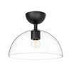 Jude Semi Flush Ceiling Light in Matte Black with Clear Glass Shade