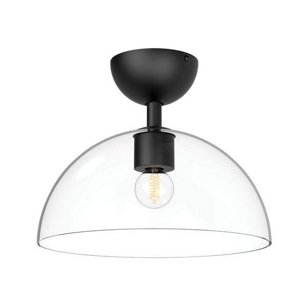 Jude Semi Flush Ceiling Light in Matte Black with Clear Glass Shade