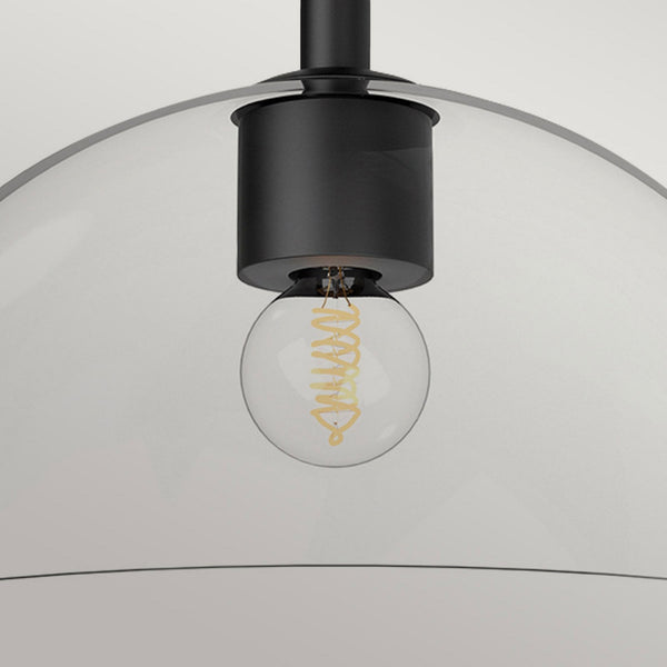 Jude Semi Flush Ceiling Light in Matte Black with Clear Glass Shade