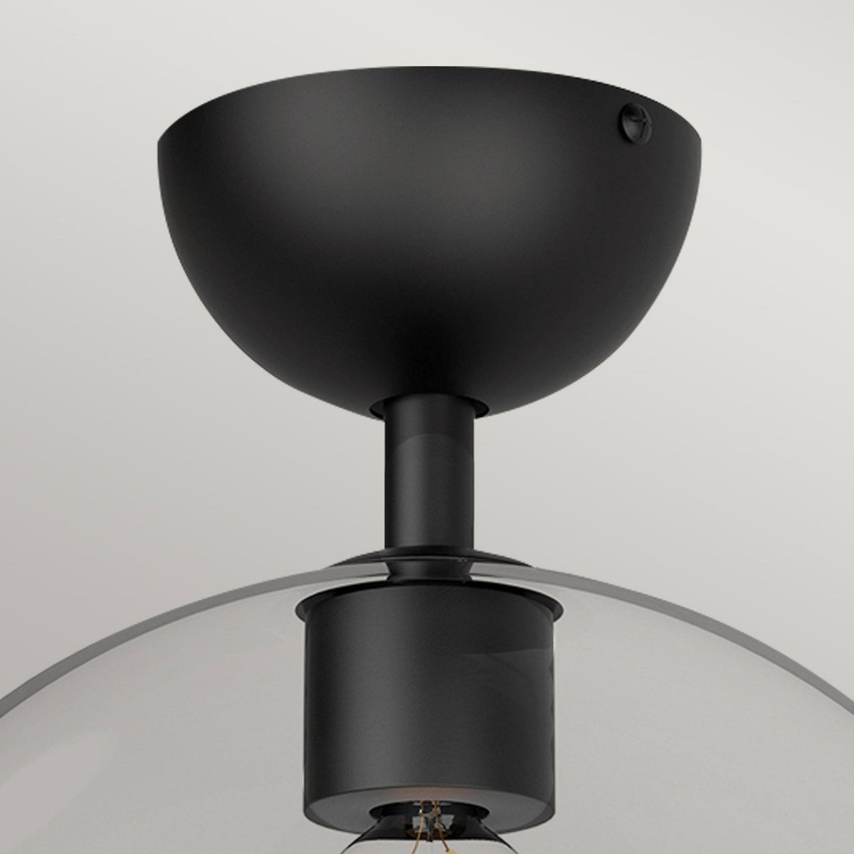 Jude Semi Flush Ceiling Light in Matte Black with Clear Glass Shade