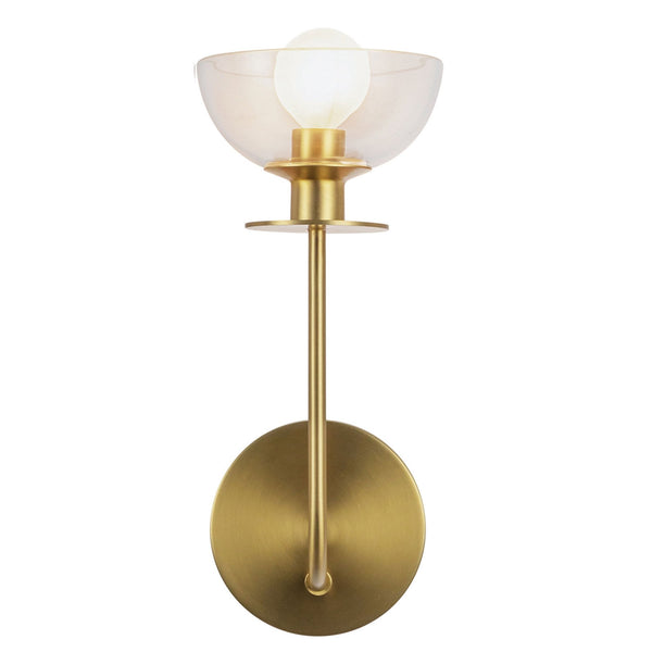 Sylvia Single Wall Light in Brushed Gold and Clear Glass