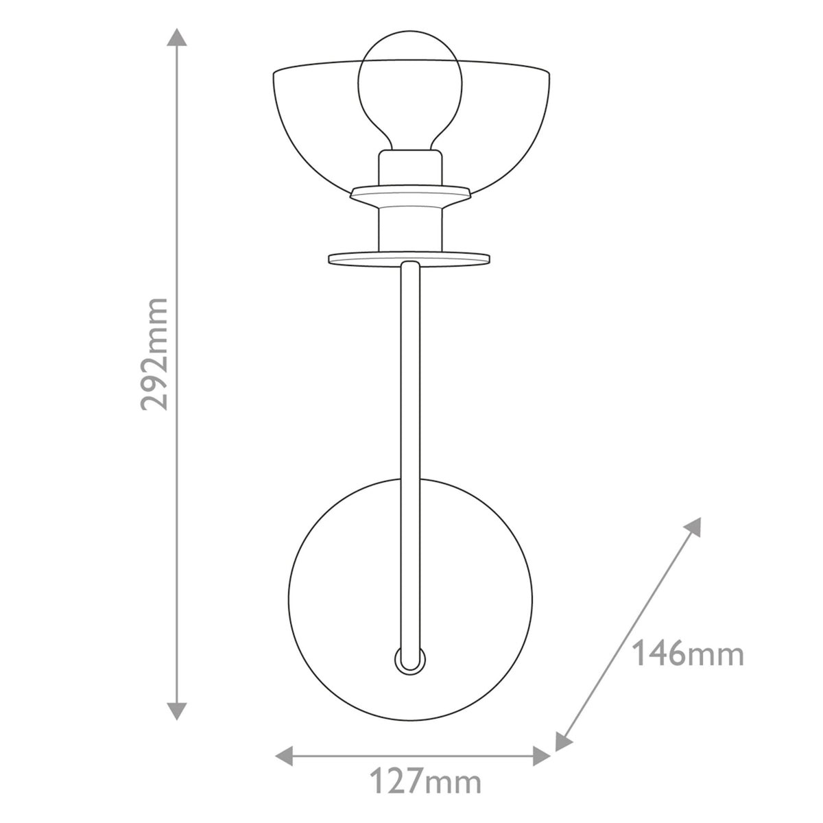 Sylvia Single Wall Light in Matte Black and Clear Glass