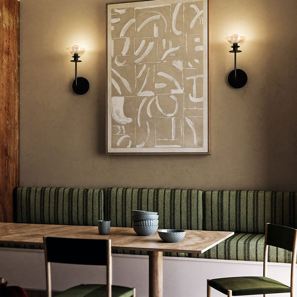 Sylvia Single Wall Light in Matte Black and Clear Glass