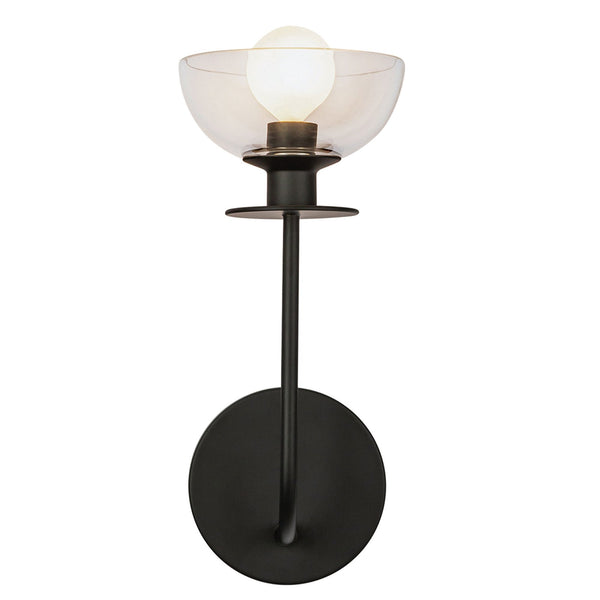 Sylvia Single Wall Light in Matte Black and Clear Glass