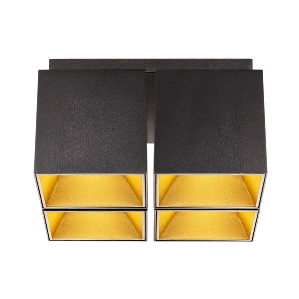 Ethan Surface Mounted Fixed Quad Downlight Matt Black & Gold