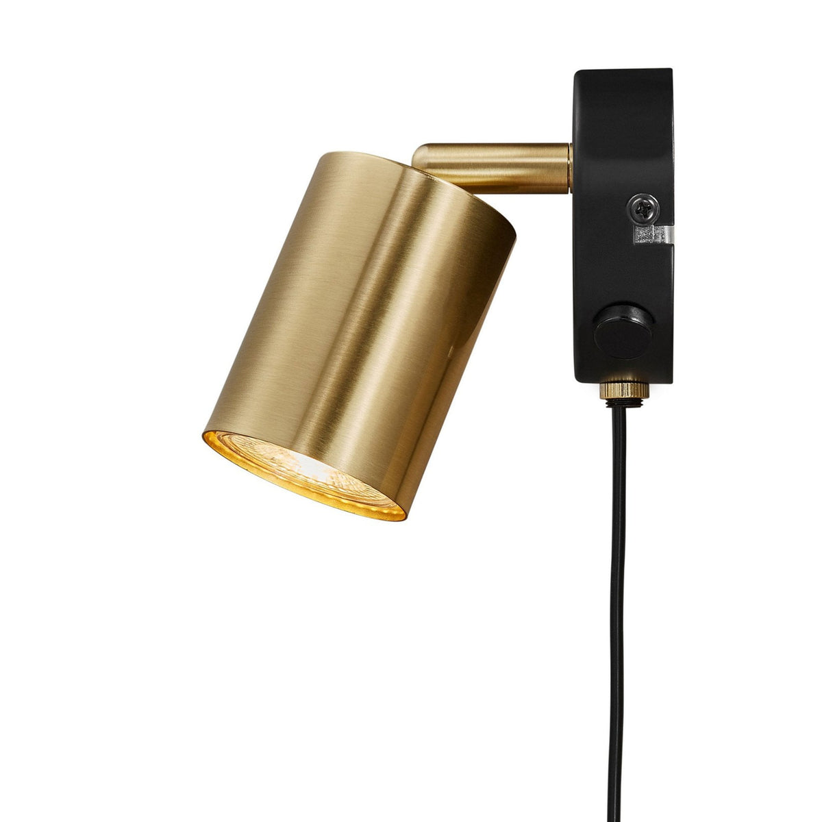 Explore Plugged Adjustable Wall Spotlight In Black & Brass