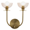 Sylvia Twin Wall Light in Brushed Gold and Clear Glass