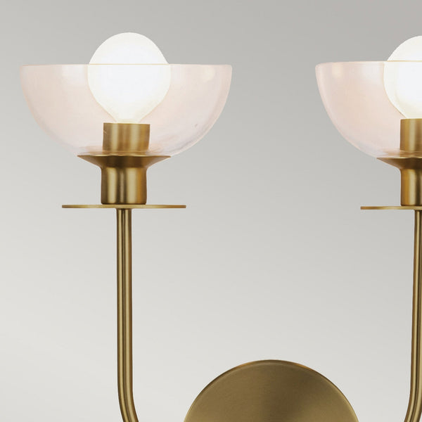Sylvia Twin Wall Light in Brushed Gold and Clear Glass