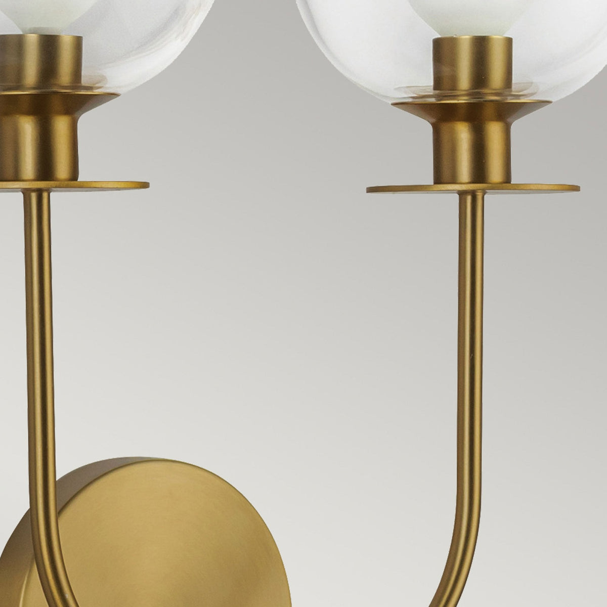 Sylvia Twin Wall Light in Brushed Gold and Clear Glass
