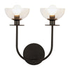 Sylvia Twin Wall Light in Matte Black and Clear Glass