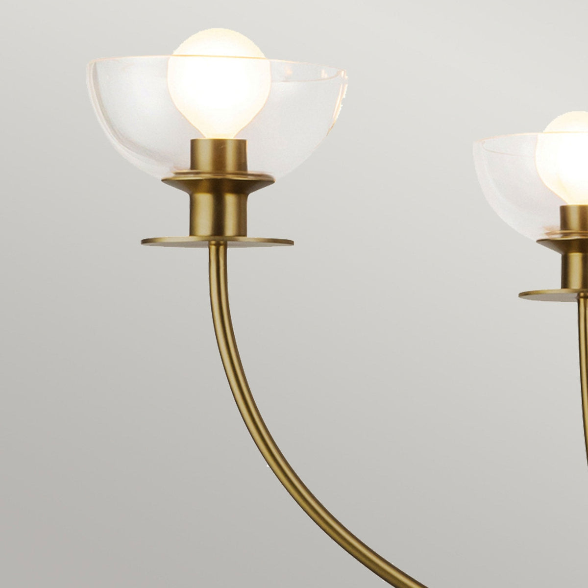 Sylvia Four Light Chandelier in Brushed Gold and Clear Glass