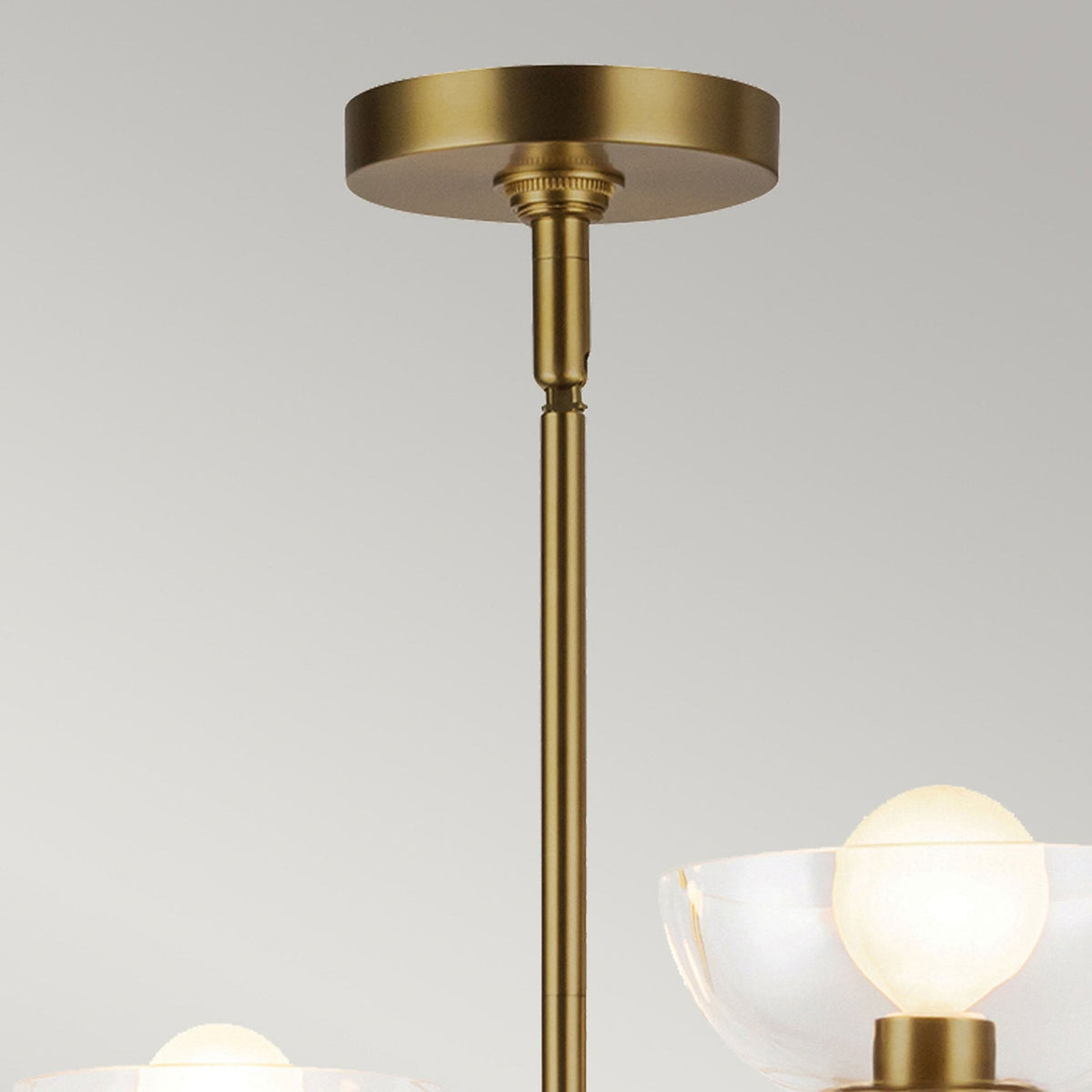 Sylvia Four Light Chandelier in Brushed Gold and Clear Glass