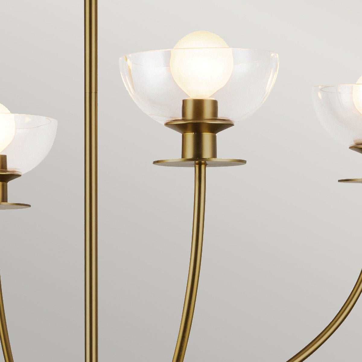 Sylvia Four Light Chandelier in Brushed Gold and Clear Glass