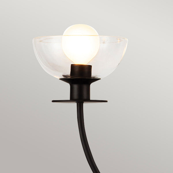 Sylvia Four Light Chandelier in Matte Black and Clear Glass