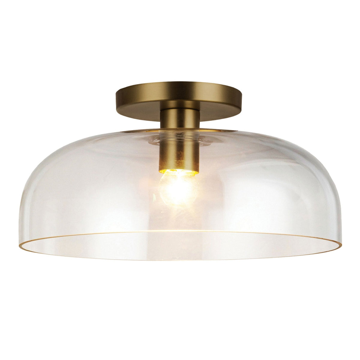 Sylvia Semi Flush Ceiling Light in Brushed Gold and Clear Glass