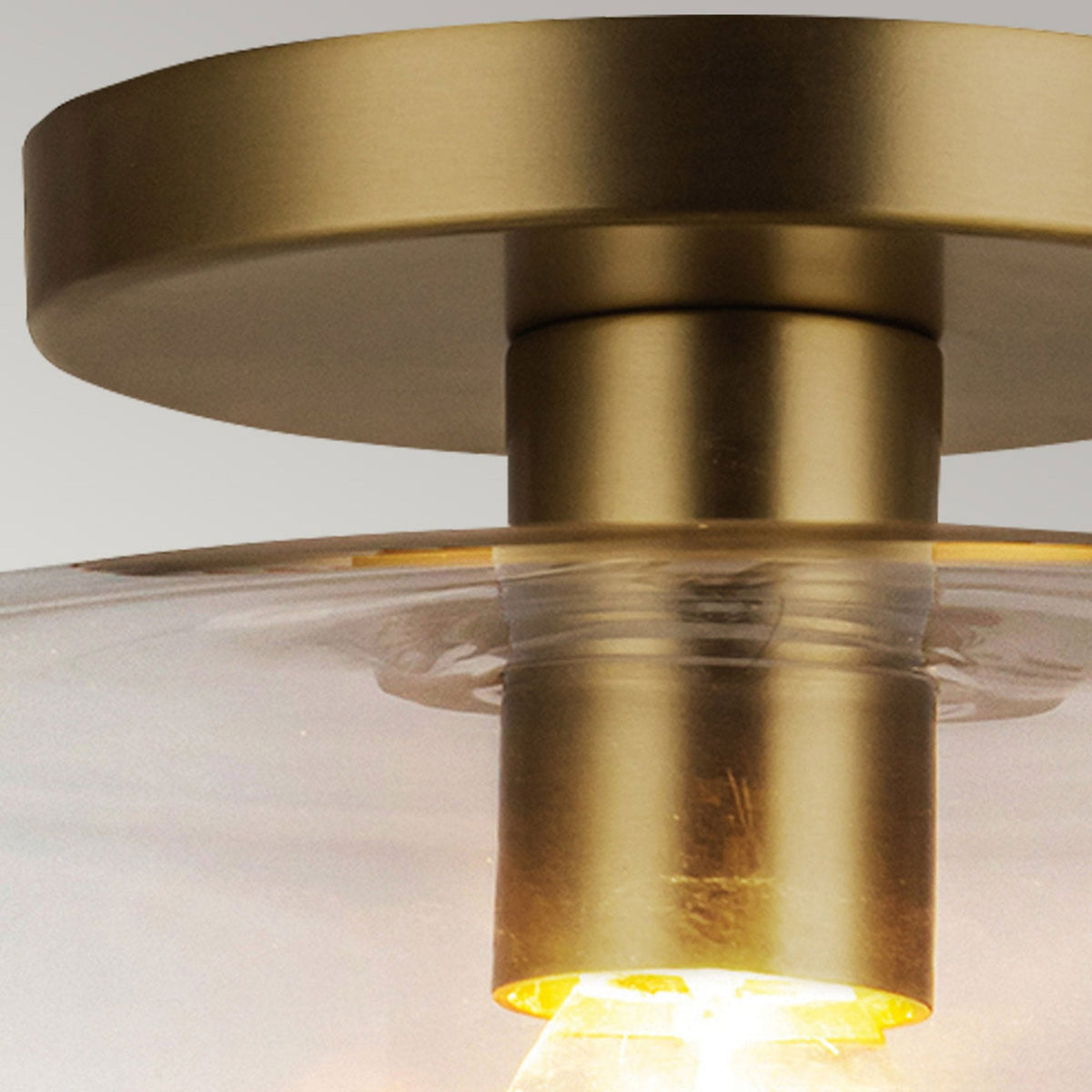 Sylvia Semi Flush Ceiling Light in Brushed Gold and Clear Glass