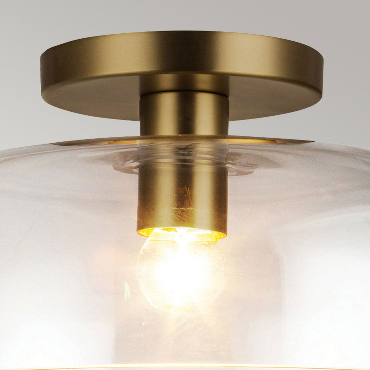 Sylvia Semi Flush Ceiling Light in Brushed Gold and Clear Glass