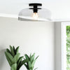 Sylvia Semi Flush Ceiling Light in Matte Black and Clear Glass