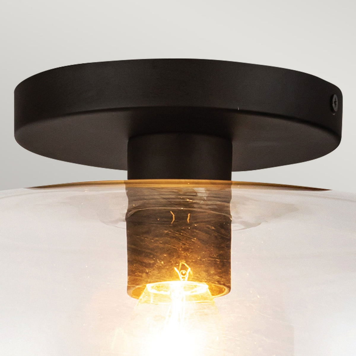 Sylvia Semi Flush Ceiling Light in Matte Black and Clear Glass