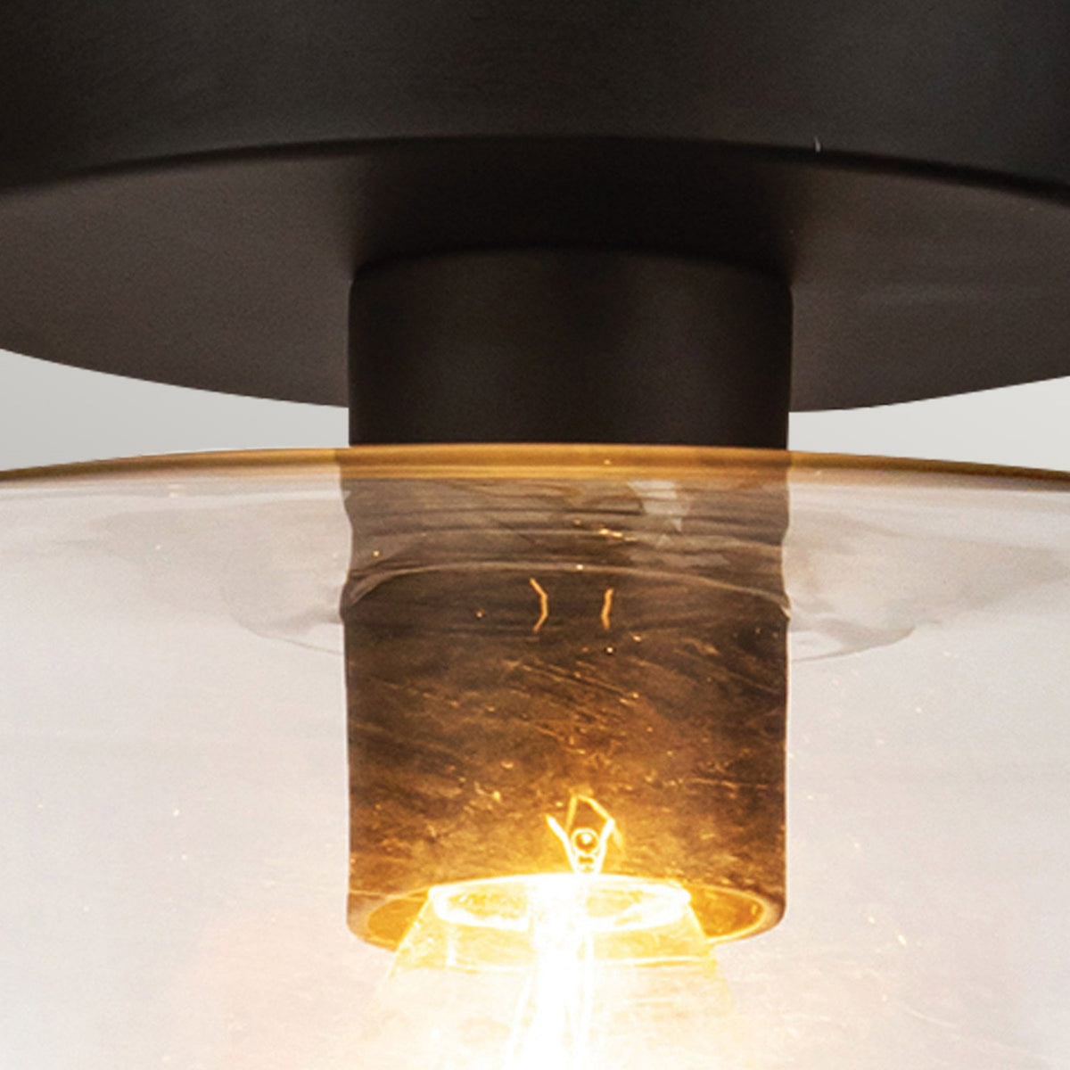 Sylvia Semi Flush Ceiling Light in Matte Black and Clear Glass