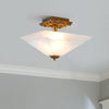 Star Semi Flush Ceiling Light in Distressed Gold with Opal Glass Diffuser