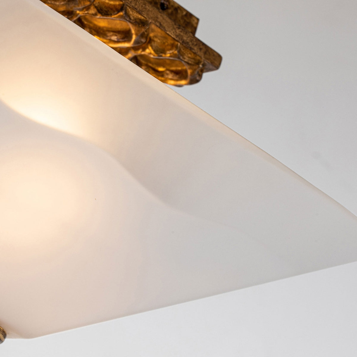Star Semi Flush Ceiling Light in Distressed Gold with Opal Glass Diffuser