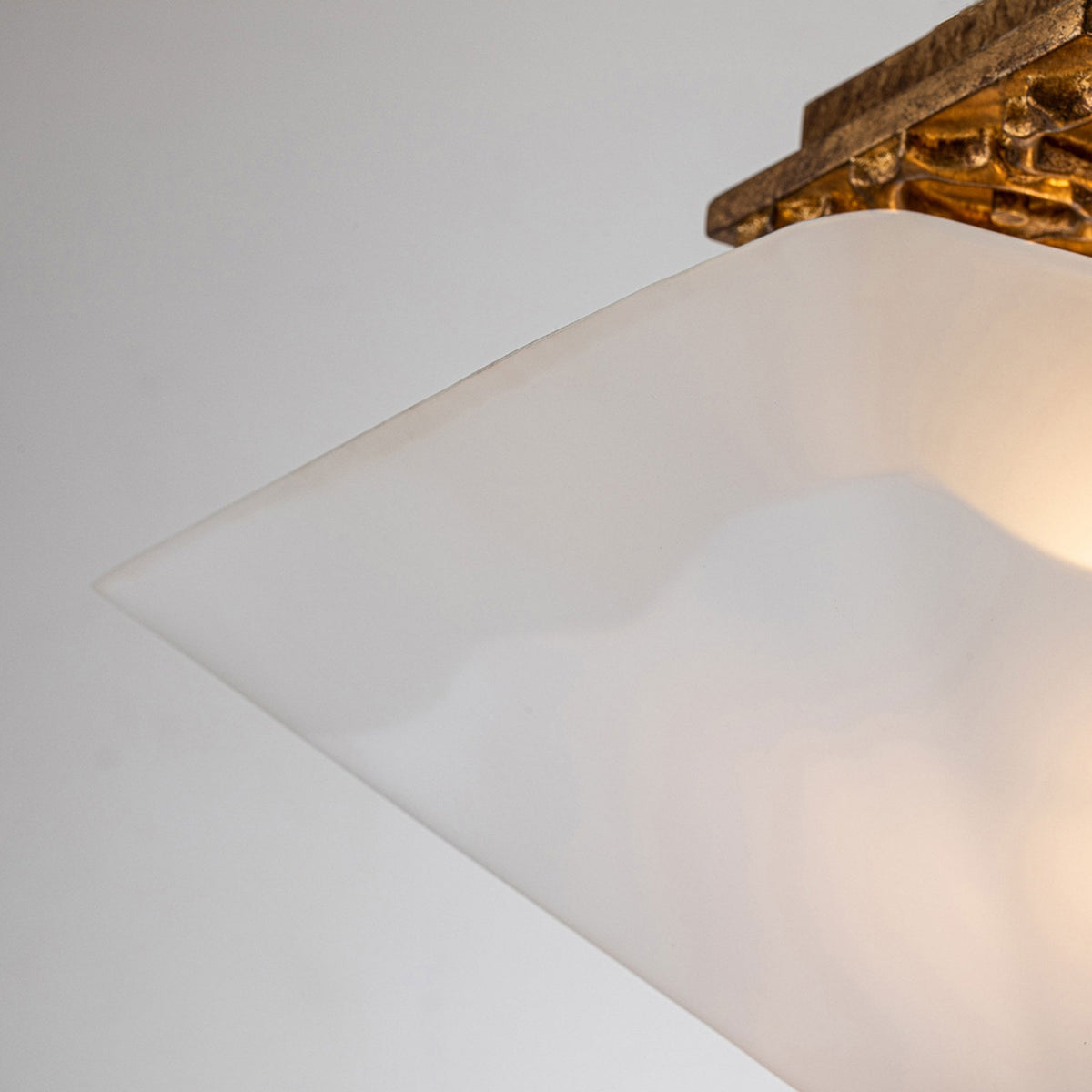 Star Semi Flush Ceiling Light in Distressed Gold with Opal Glass Diffuser