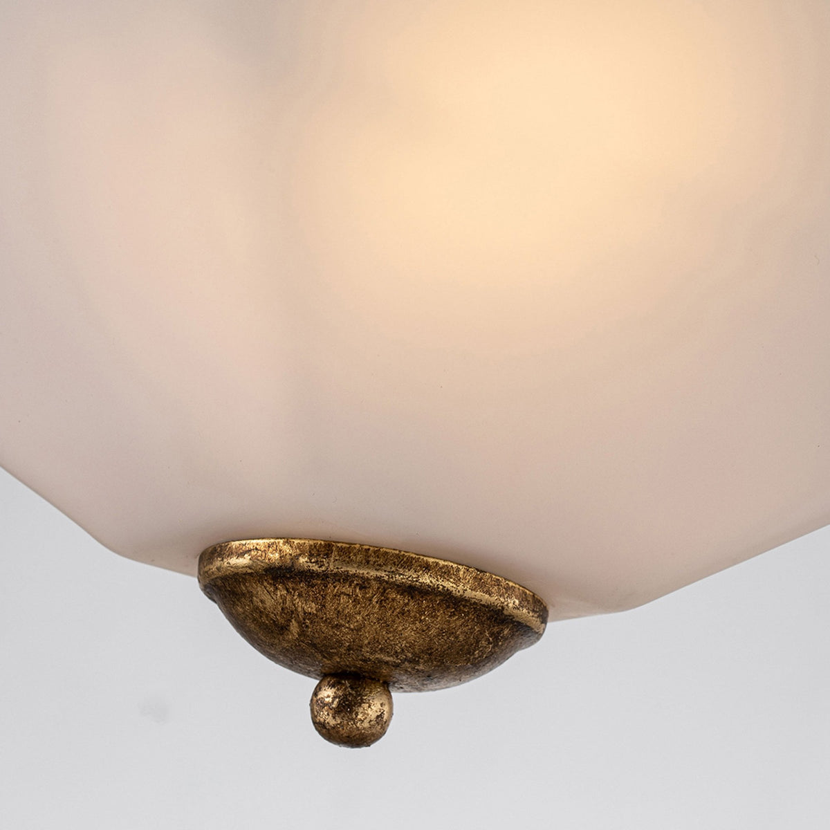 Star Semi Flush Ceiling Light in Distressed Gold with Opal Glass Diffuser