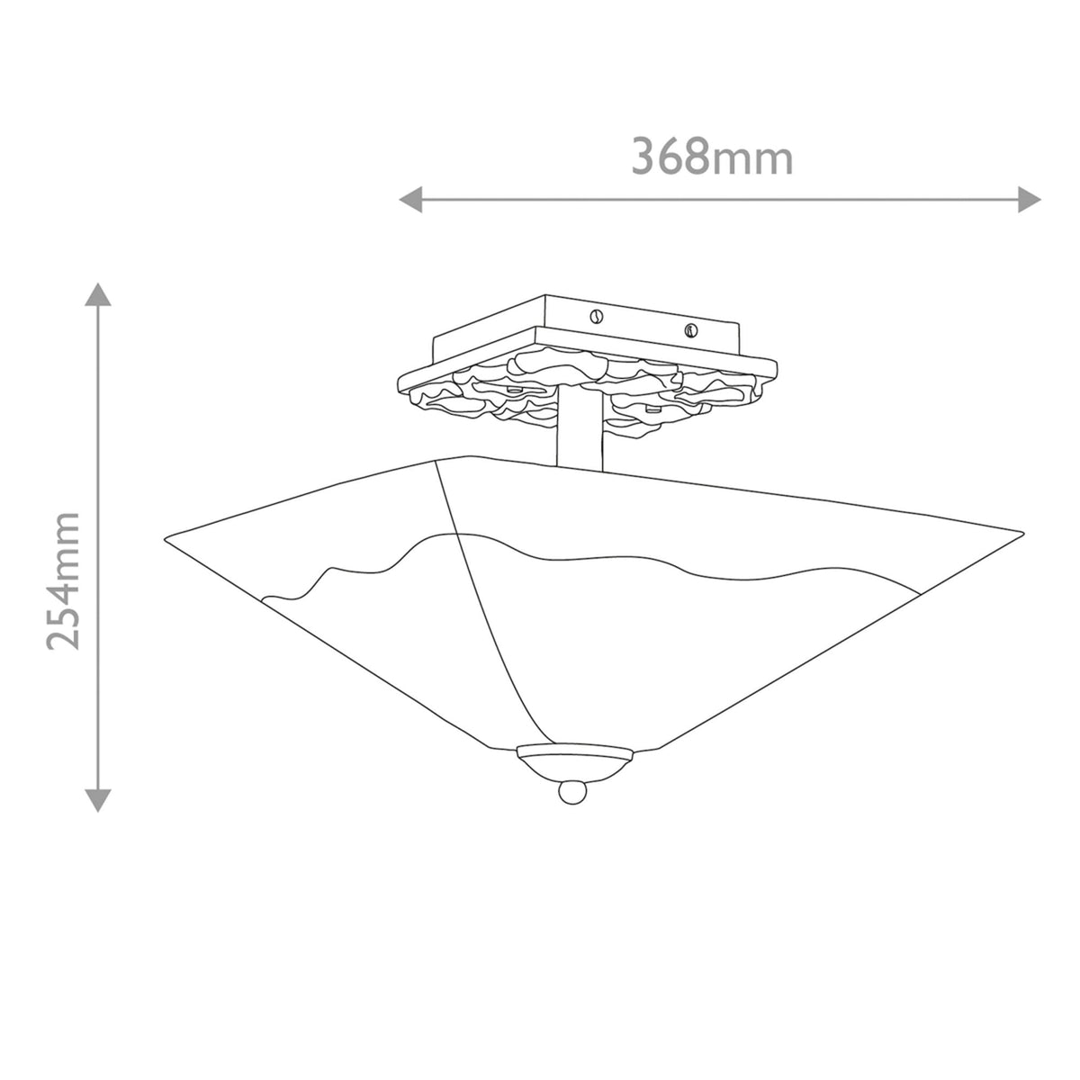 Star Semi Flush Ceiling Light in Distressed Silver with Opal Glass Diffuser