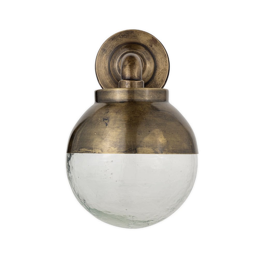 Abeo Outdoor IP44 Wall Light In Antique Brass With Clear Glass Shade