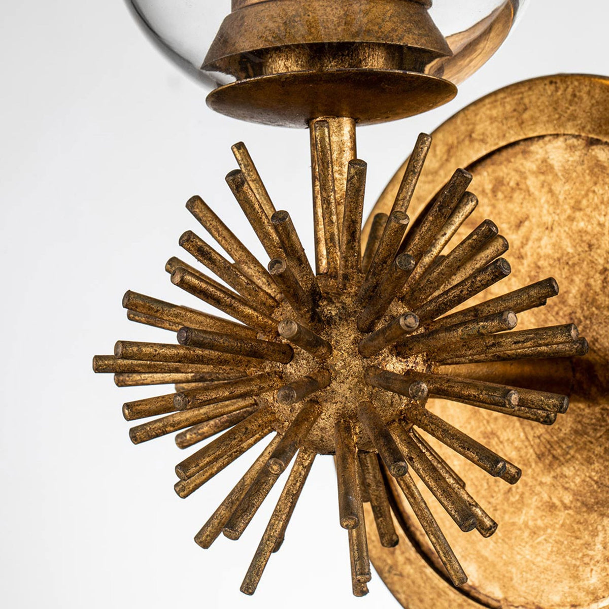Staring Single Wall Light in Distressed Gold with Clear Glass Diffuser