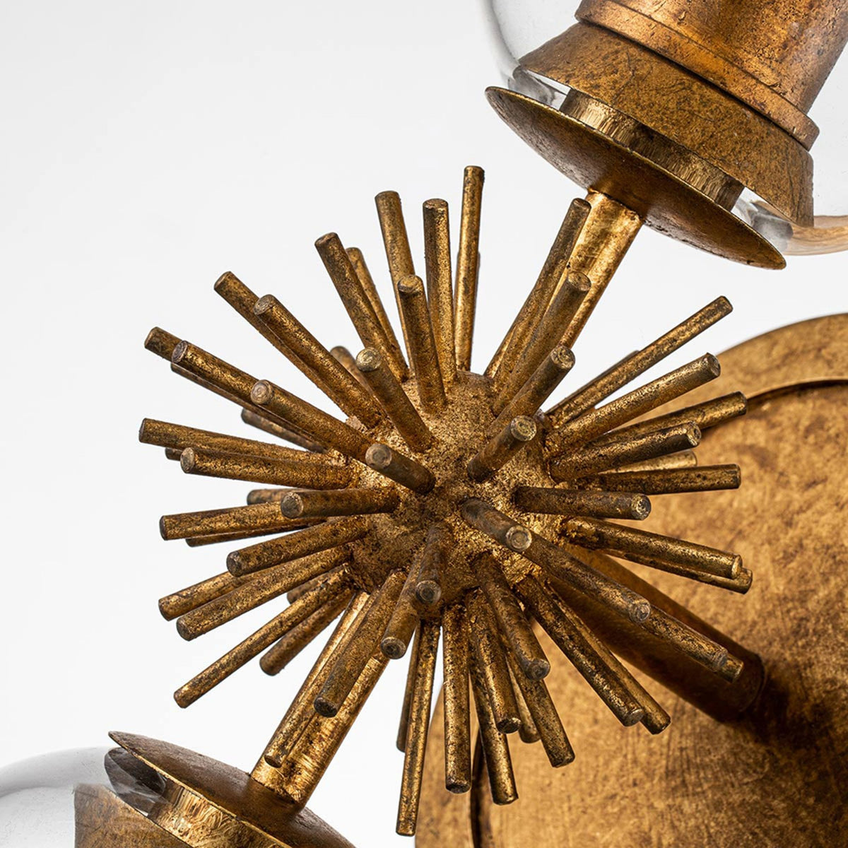 Staring Up and Down Wall Light in Distressed Gold with Clear Glass Diffusers