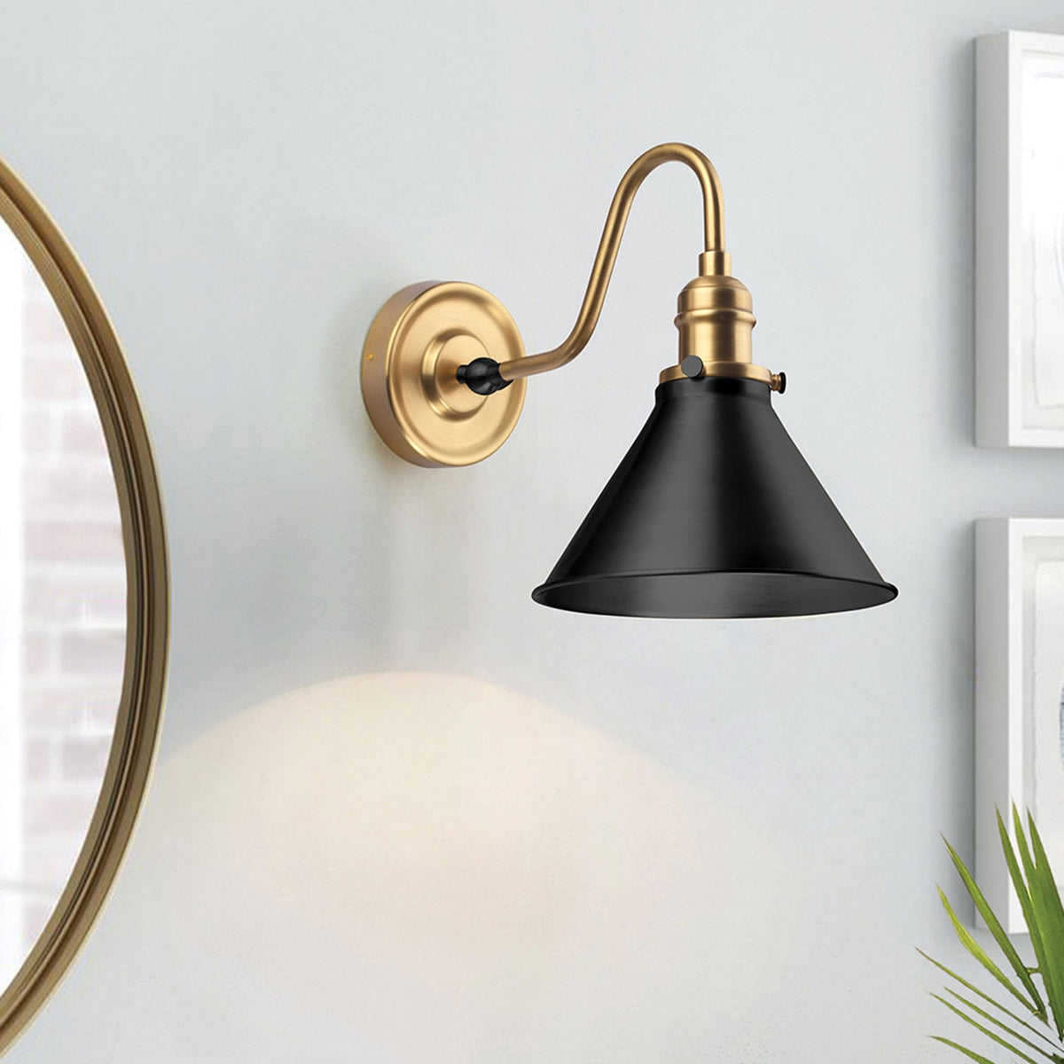 Provence Wall Light in Aged Brass and Matte Black