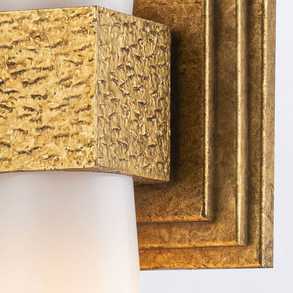 Kristy Up and Down IP44 Wall Light in Distressed Gold with Opal Glass Diffusers