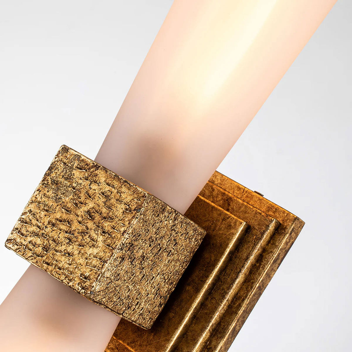 Kristy Up and Down IP44 Wall Light in Distressed Gold with Opal Glass Diffusers