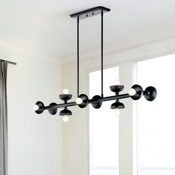 Palta Ten Light Linear Pendant in Satin Black