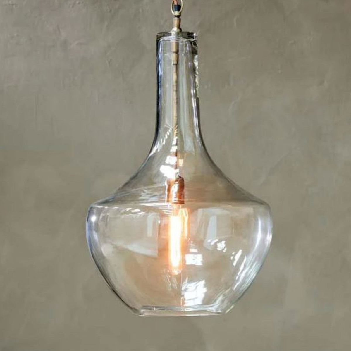 Agatarla Large Glass Pendant With Antique Brass Detail
