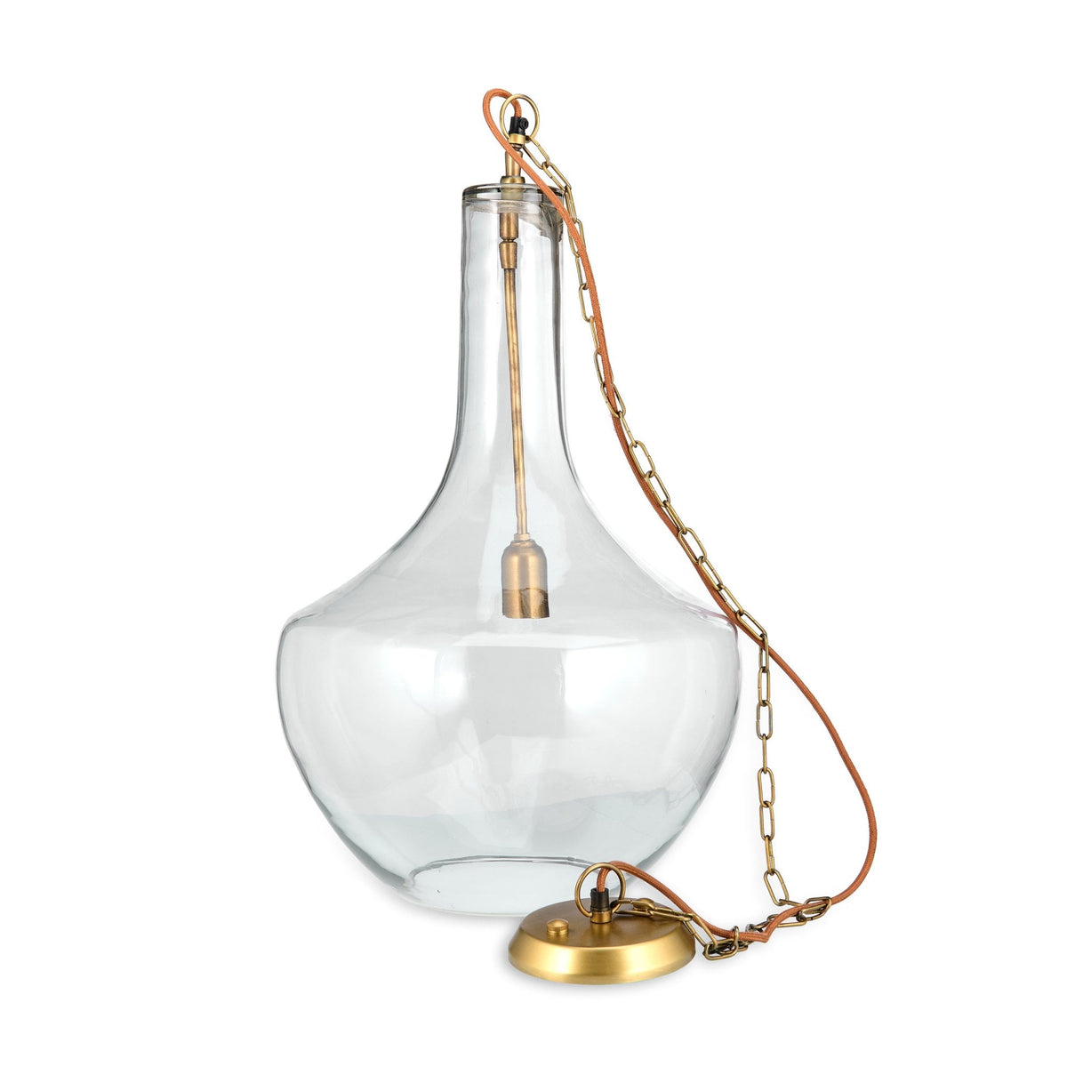Agatarla Large Glass Pendant With Antique Brass Detail