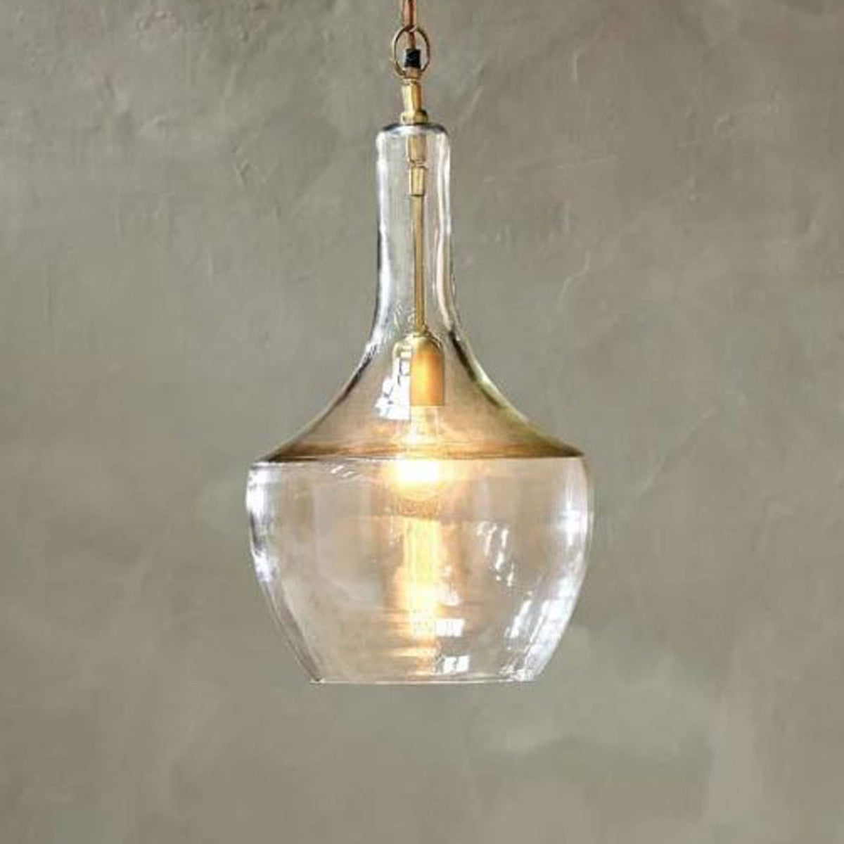 Agatarla Small Glass Pendant With Antique Brass Detail