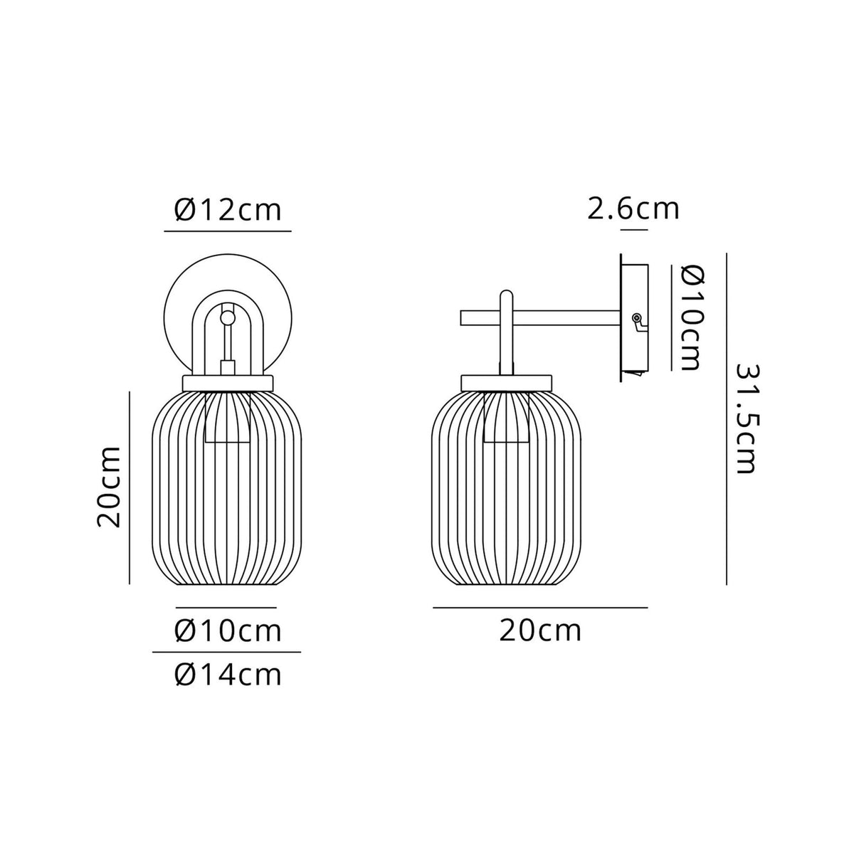 Atherington Wall Light in Aged Pewter with Clear Ribbed Glass Shade