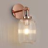 Atherington Wall Light in Copper with Clear Ribbed Glass Shade