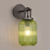 Atherington Wall Light in Aged Pewter with Green Ribbed Glass Shade