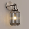 Atherington Wall Light in Antique Silver with Smoked Ribbed Glass Shade