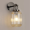 Atherington Wall Light in Black Chrome with Champagne Ribbed Glass Shade