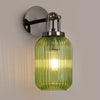 Atherington Wall Light in Black Chrome with Green Ribbed Glass Shade
