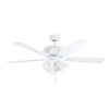 Las Palmas Ceiling Fan & Light in White with Reversible Laminate Wood White or Oak-Coloured Blades